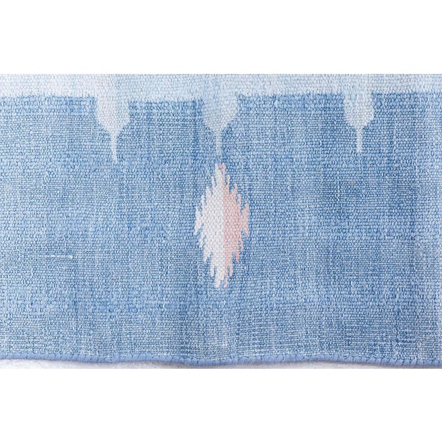Doris Leslie Blau Mid-Century Dhurrie Light Blue Handmade Rug For Sale In New York - Image 6 of 8