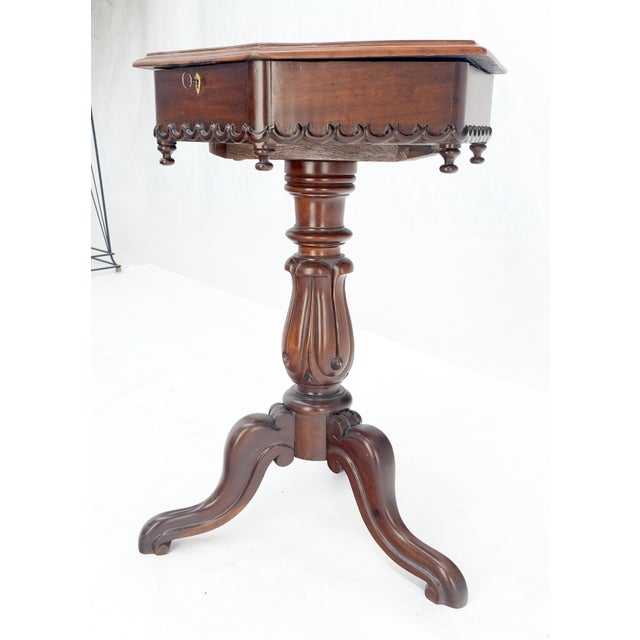 Fine c19th Century Hexagon Shape Lift Top Game Chess Board Lamp Occasional Table For Sale - Image 9 of 9