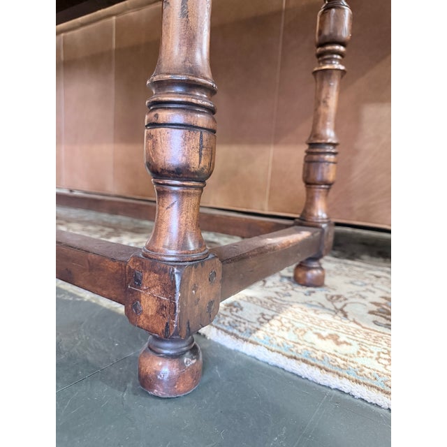 Jonathan Charles Walnut Hunt Hinged Leaf Table For Sale - Image 9 of 9