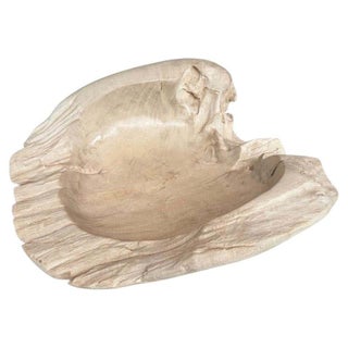 Andrianna Shamaris Over Sized Bleached Sculptural Teak Wood Vessel For Sale