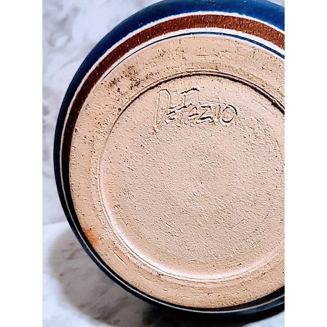 Vintage Stoneware Studio Art Pottery Vessel Signed Defazio For Sale - Image 9 of 10