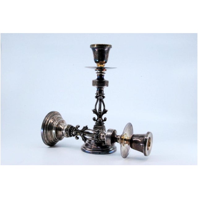 Silver Candlesticks with Plain Sconces, Set of 2 For Sale - Image 4 of 11