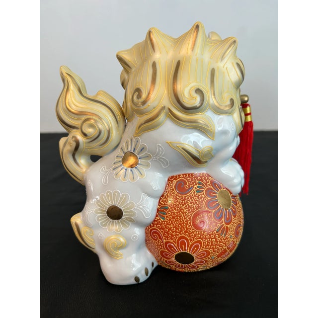 Mid 20th Century Kutani Gump’s Vintage Hand Painted Porcelain Foo Dogs - A Pair For Sale - Image 10 of 11