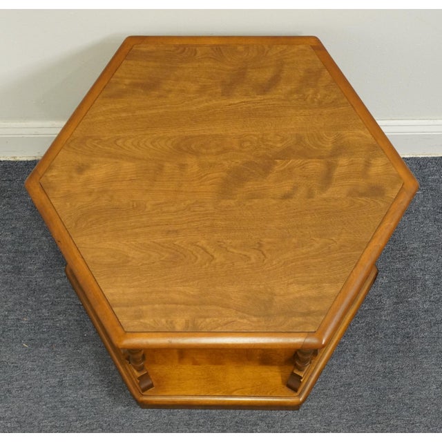 Mid 20th Century Ethan Allen Heirloom Nutmeg Maple Hexagonal Accent End Table 10-8645p For Sale - Image 5 of 10