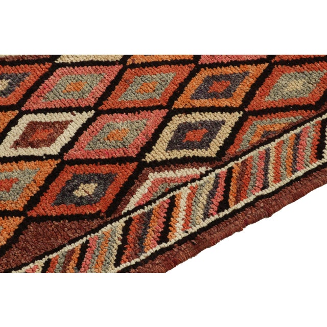 Rug & Kilim 1950s Vintage Tribal Runner in Multicolor Diamond Patterns, Geometric Border For Sale - Image 4 of 7