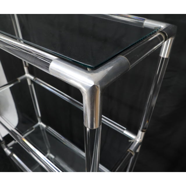 Mid-Century Modern 5-Tier Lucite and Glass Mid-Century Modern Étagère Shelf Wall Unit For Sale - Image 3 of 13