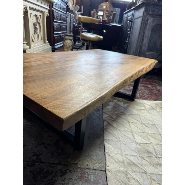 Live Edge Oak Coffee Table – Rustic Modern, Natural Finish For Sale - Image 4 of 11