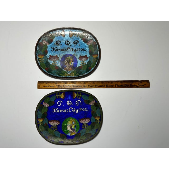 Antique Cloisonne Souvenir Trays: Priests of Pallas, Kansas City 1906 For Sale - Image 9 of 9