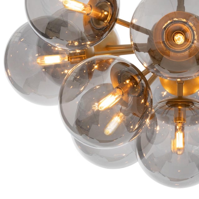 Regina Andrew Shine Globe Flush Mount, Natural Brass with Smoke Glass For Sale - Image 4 of 7
