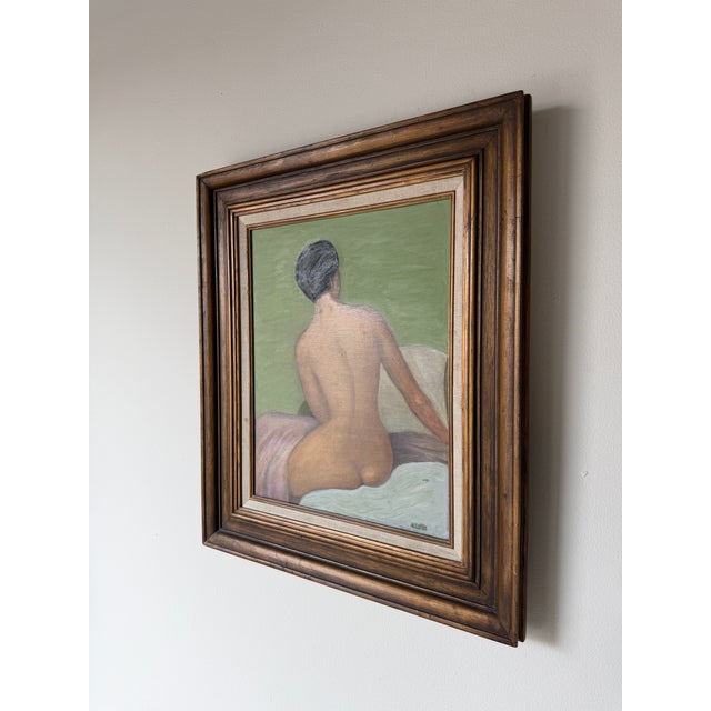 1980's Vintage M Lipton Nude Woman Oil on Canvas Painting - Framed For Sale - Image 4 of 10