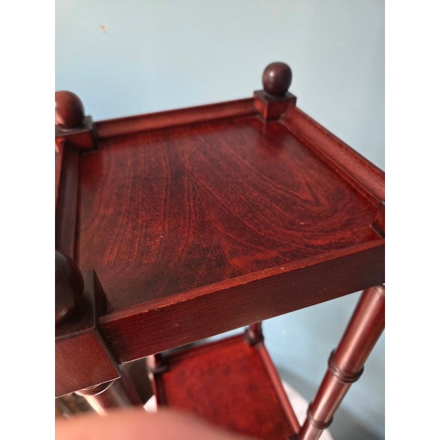3 Tiered Faux Bamboo Stand Pedestal - 2 Available For Sale - Image 9 of 14
