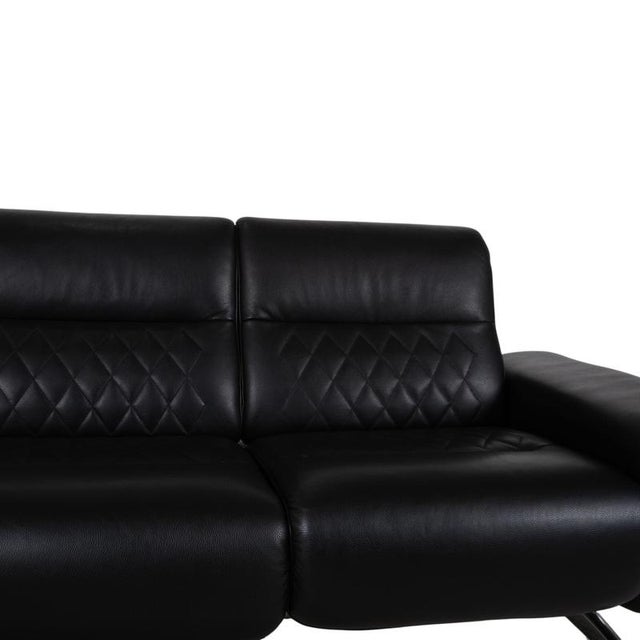 Michelle Leather Chrome Two-Seater Black Manual Function Sofa from Stressless For Sale - Image 6 of 14