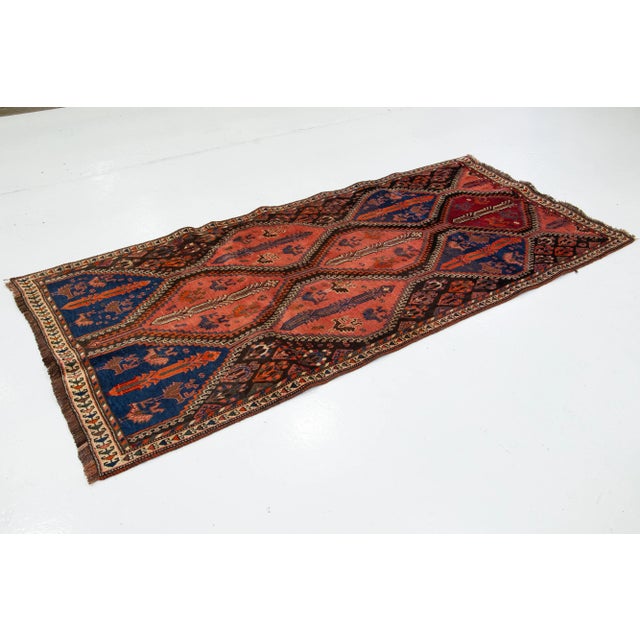Persian Handmade Vintage Persian Shiraz Scatter Wool Rug in Terracotta Color For Sale - Image 3 of 9