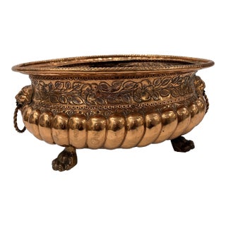 Antique French Copper Jardinere For Sale