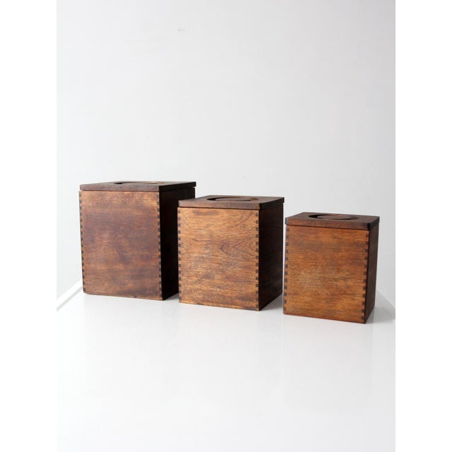 Mid-Century Wood Canister Set For Sale - Image 12 of 15