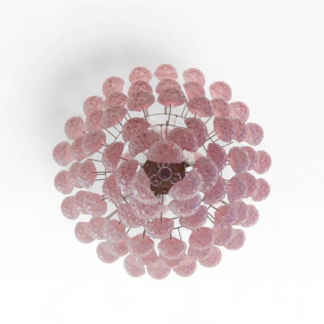Murano Glass Chandelier with Pink Teardrop from Justfurnituress SRL For Sale - Image 12 of 14