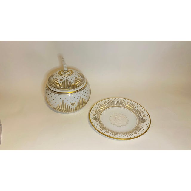 19th Century "Cinderella's" Tureen. Moser Cased White Crystal & 24Karat Gold Centerpiece - 3 Pieces For Sale - Image 5 of 9