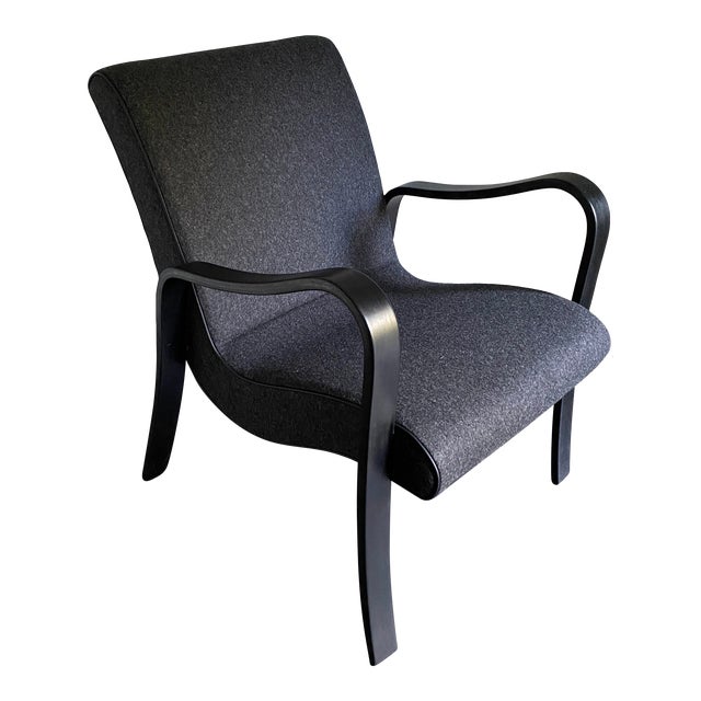 Vintage Bentwood Thonet Armchair Upholstered in Wool For Sale