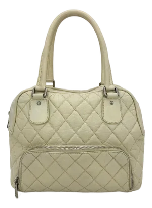 Chanel Paris New York Cream Distressed Bowling Tote