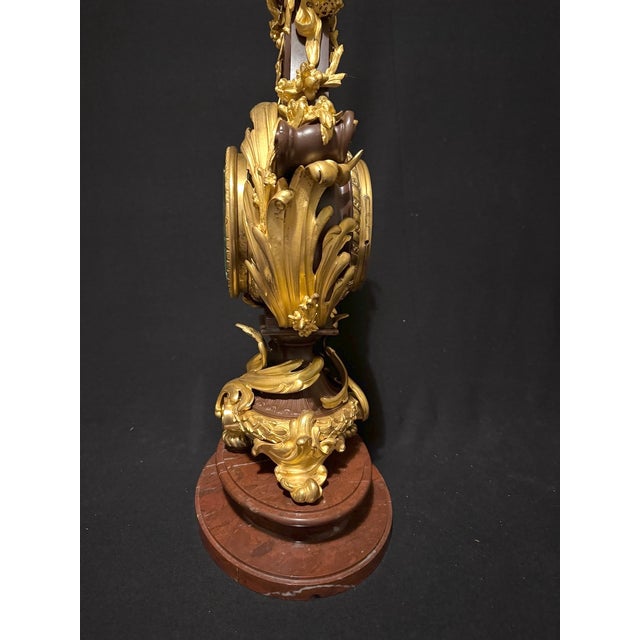 1840-1860 French Bronze Lyre Clock Louis XVI Style, Bronze/Marble For Sale - Image 6 of 18