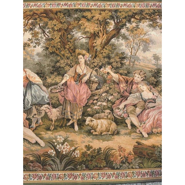 Vintage French Jacquard Tapestry with Gallant Meeting by Jules Pansu, 1970s For Sale - Image 3 of 18