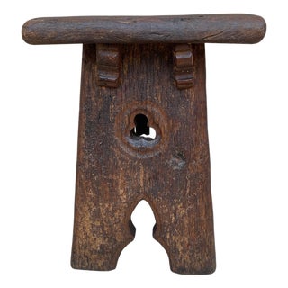 Early 20th Century French Dark Oak Stool, 1910s For Sale