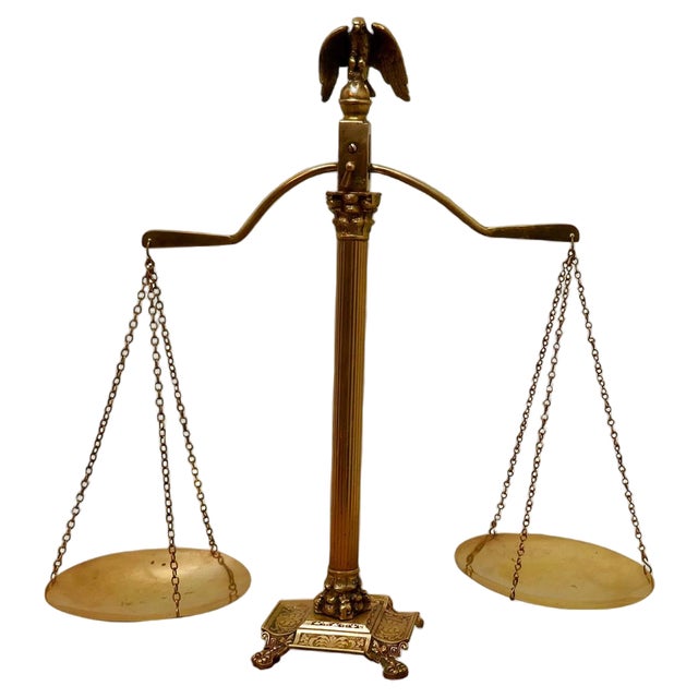 Brass Balance Shop Scales with Eagle Crest, 1880s For Sale