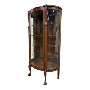Antique Cortland Cabinet Co Quarter Sawn Bow Front Display Cabinet Curio