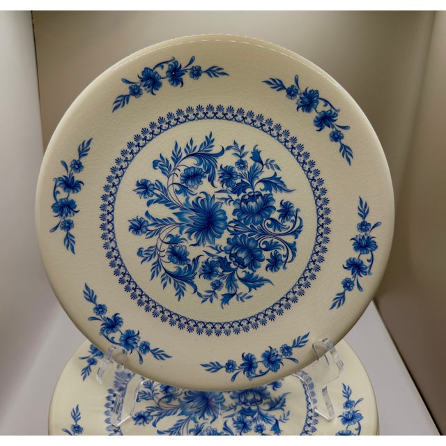 Set of 10 Vintage Sado Blue & White Plates — Made in Portugal A beautifully coordinated set of 10 vintage Portuguese...