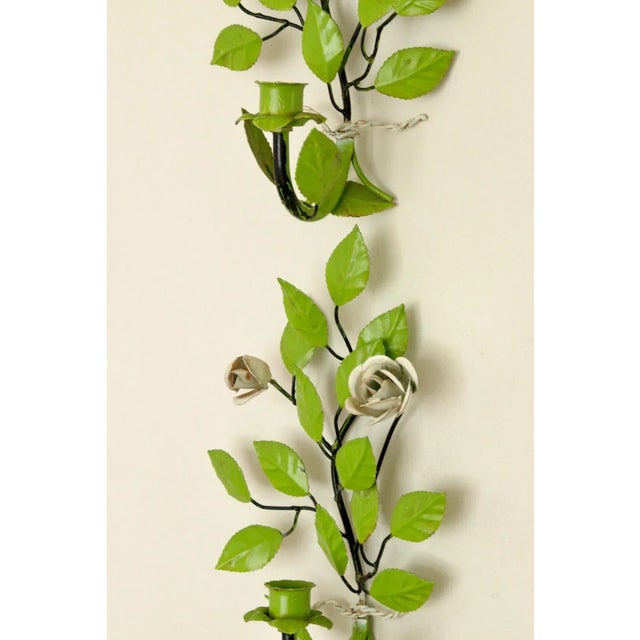 Vintage Green Metal Wall Sconce, Set of 2 For Sale - Image 4 of 11