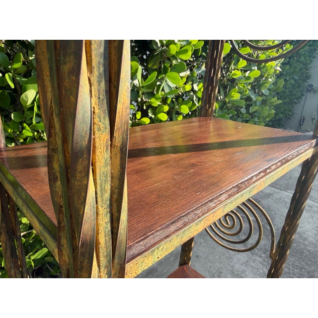 Vintage 76” Postmodern Sculptural Iron Etagere With Spiral Motifs For Sale - Image 4 of 11