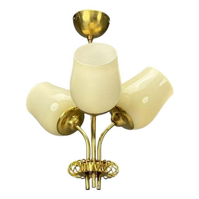 Itsu, Finnish Modern, Pendant Light, Opal Glass, Finland, 1940s For Sale