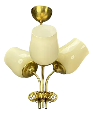 Itsu, Finnish Modern, Pendant Light, Opal Glass, Finland, 1940s