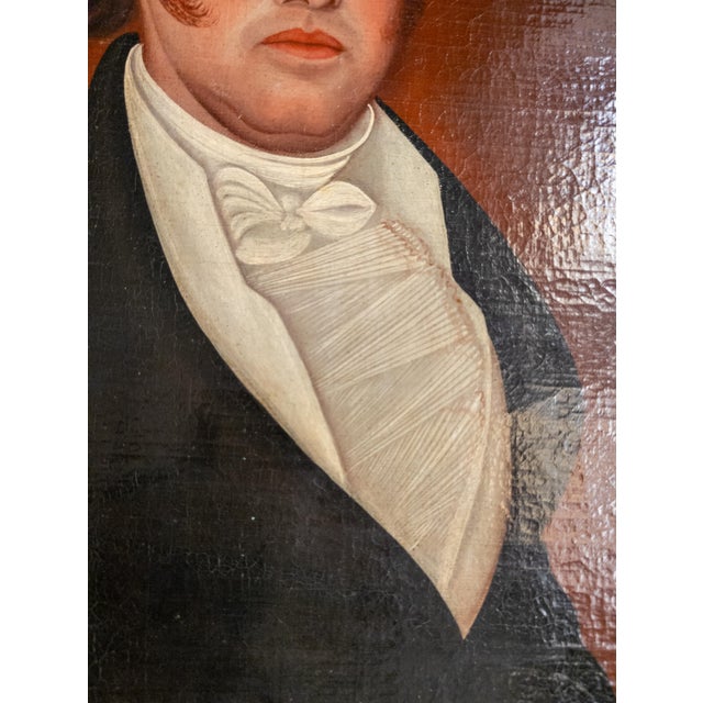 19th Century American Folk Art Portrait Painting of a Gentleman, Style of Ammi Phillips For Sale - Image 9 of 16