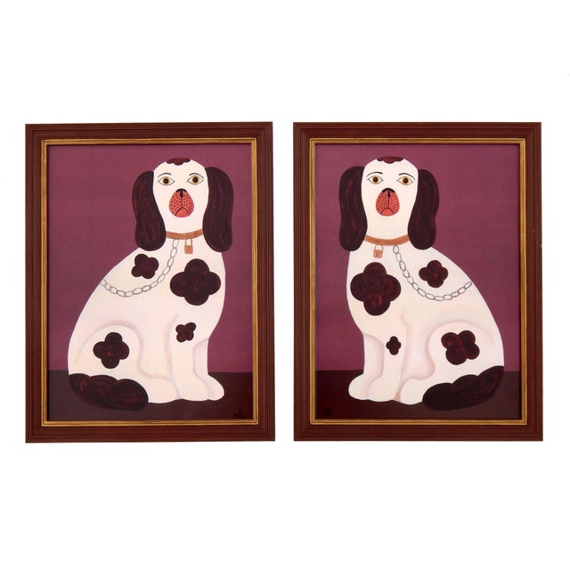 Matt Rix, Staffordshire Spaniels, 2000s, Ink on Paper, Framed, Set of 2 For Sale - Image 4 of 16