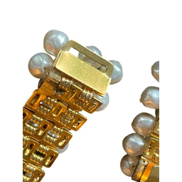 1980s Christian Dior Faux Pearl Gold Link Belt For Sale - Image 10 of 10