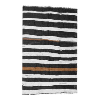 Black White Hemp Kilim Rug - 6`3" X 8`6" For Sale