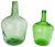 Antique French Set of Two Glass Bottles Green Color from France, 1950, Set of 2 For Sale
