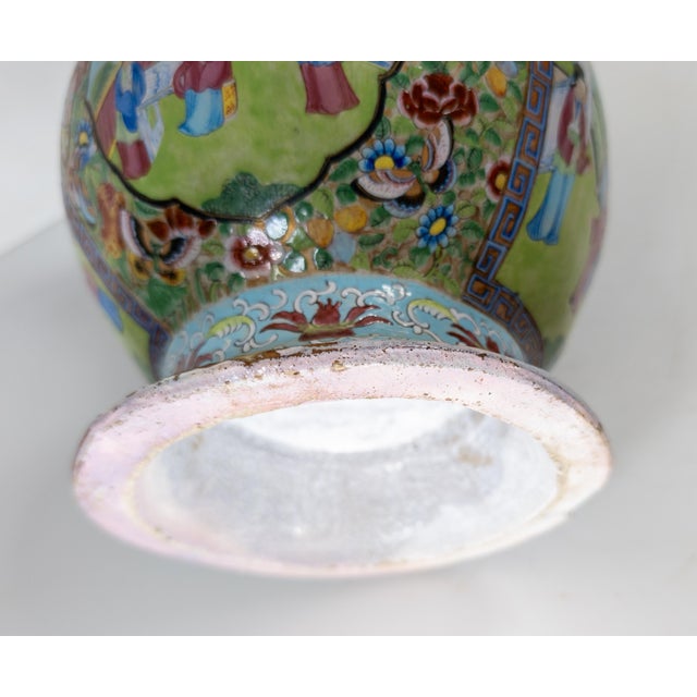19th Century Chinese Unusual Qing Rose Medallion Yen Yen Vase, Canton Enamel on Stoneware For Sale - Image 18 of 18