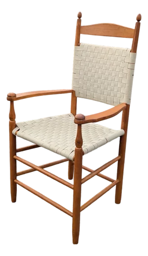 Vintage Shaker Workshops Shaker Style Armchair With Hand-Woven Checkerboard Seat