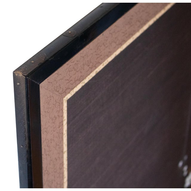 1960s Shōwa Era Japanese Silk Byobu Screen, Blue-and-White Flycatcher and Sakura For Sale - Image 13 of 16