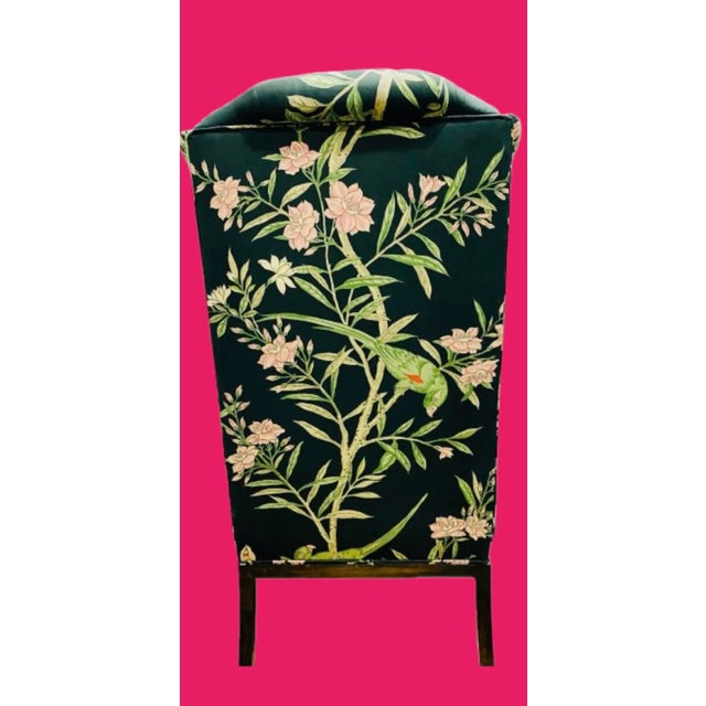 Vintage Chinoiserie Wingback Chair With New Tropical Upholstery. For Sale - Image 4 of 11