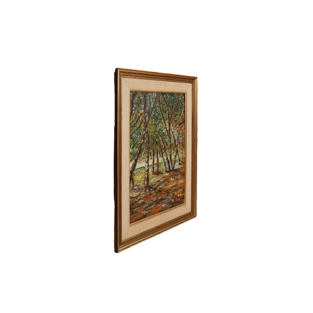 Rustic European 20th Century Impasto Forest Painting For Sale - Image 3 of 6
