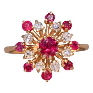 The Lisa: Ruby Cocktail Ring with Diamonds For Sale