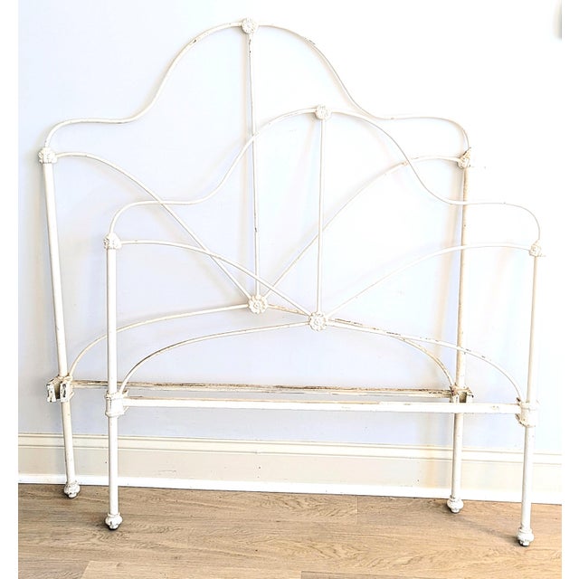 American Antique Cast Iron Twin Bed Frame White For Sale - Image 3 of 13