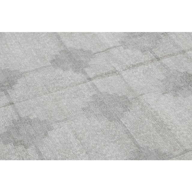 Traditional Rug & Kilim’s Indian Dhurrie Rug in Slate Gray With Geometric Patterns For Sale - Image 3 of 6