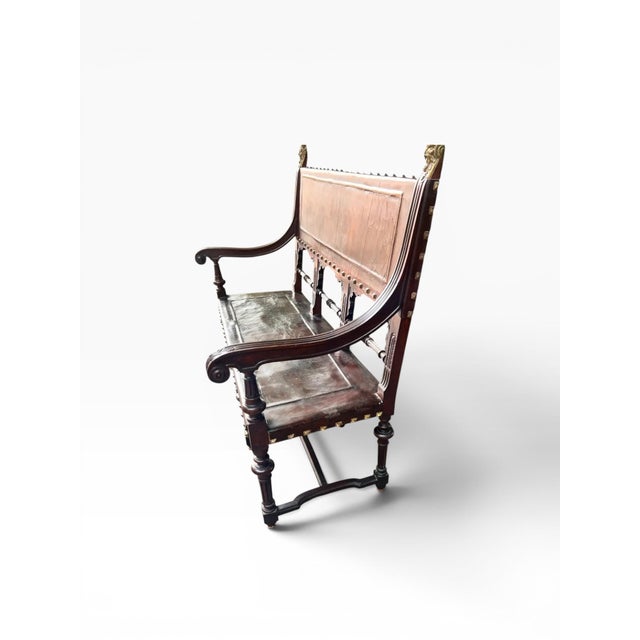 Late 18th Century Late 18th Century Spanish Leather Bench For Sale - Image 5 of 11