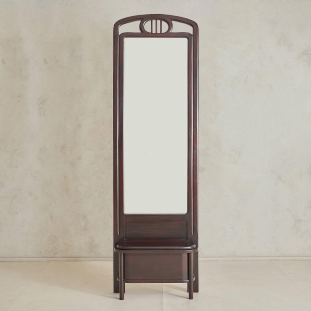 Art Nouveau Austrian Art Nouveau Mahogany Floor Mirror, 1910s For Sale - Image 3 of 11