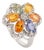 Bochic Solid Silver Oval Multi Sapphire & Diamond Cluster Cocktail Ring - Size 7.5 For Sale