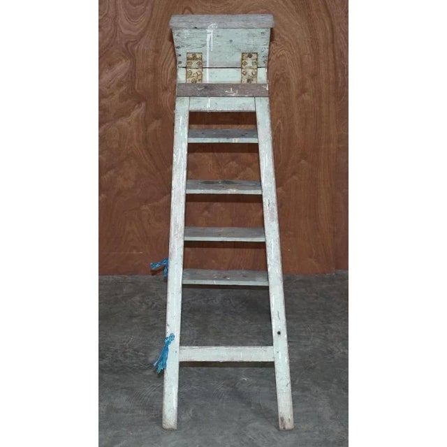 Aqua Green Paint Pitch Pine Decorators Ladder from GRDC, 1920s For Sale - Image 12 of 16
